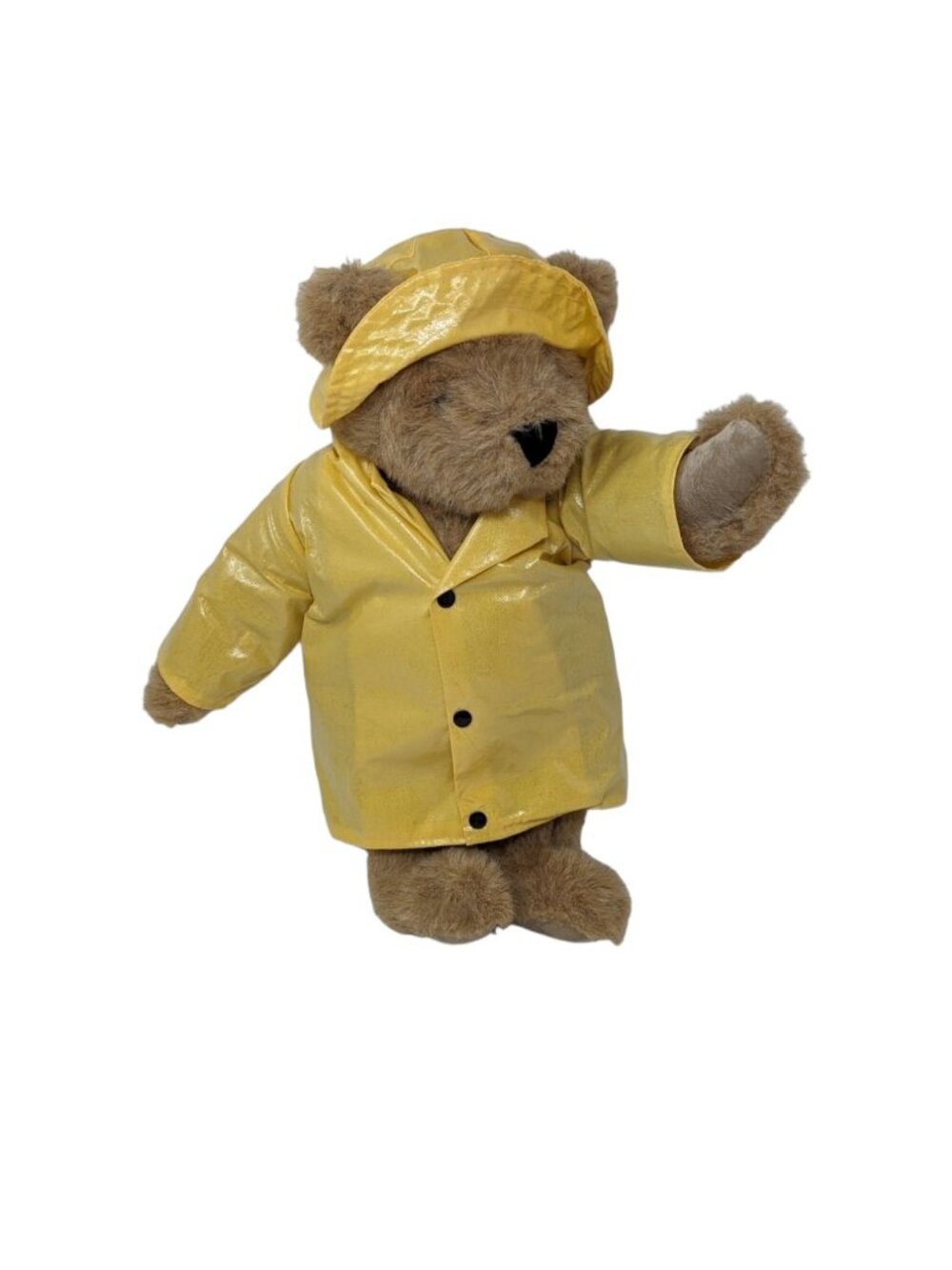 Vintage Vermont Teddy Bear Company Yellow Raincoat Jointed Stuffed Plush Animal
